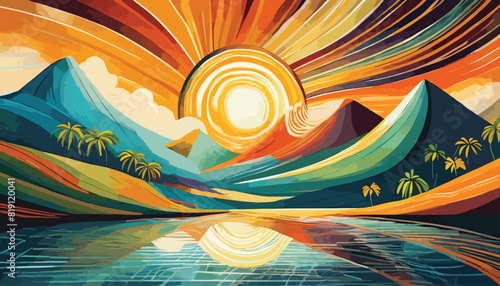 Abstract Vision: Unconventional Art Exploration, Sun, sky, valley.