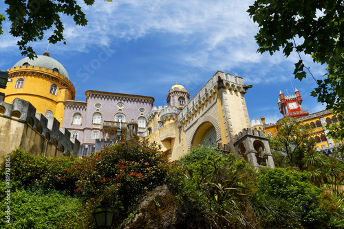colorful Pena Palace, famous palace and one of the seven wonders in Portugal