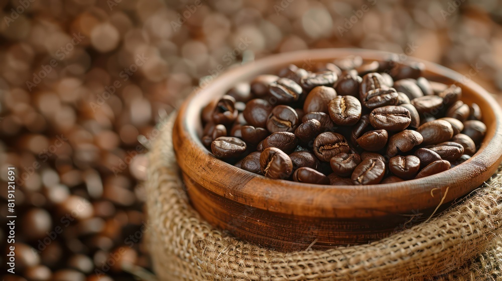 Fototapeta premium coffee beans on coffee cup