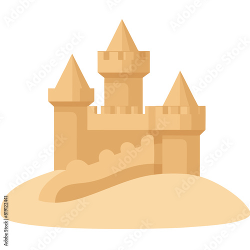 illustration of a sand castle on white background simple design
