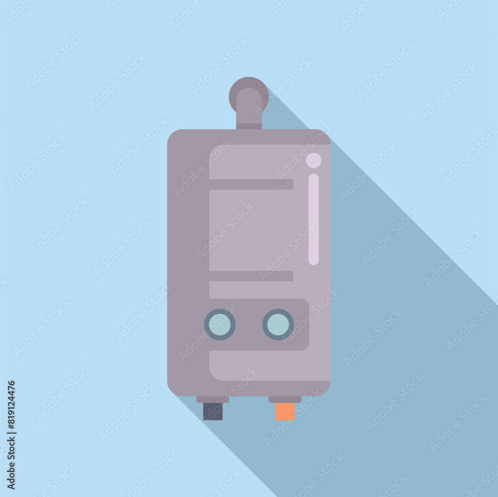 Flat design icon of a home gas boiler on a blue background, perfect for web and print Flat design icon of a home gas boiler on a blue background, perfect for web and print