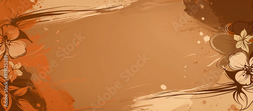 brown mininalism background with floral pattern with copy space banner photo