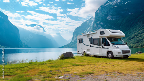 Motorhome RV Vacation at Norwegian campsite