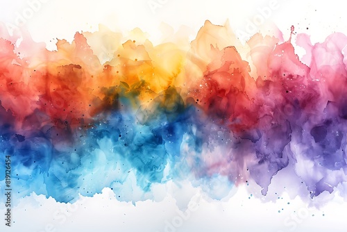 A watercolor splash in a rainbow spectrum, leaving a soft, dreamlike copyspace perfect for your Pride message. photo