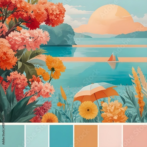 Summer Pallete colors theme with flowers