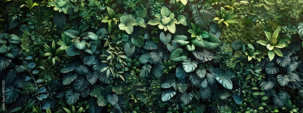 green wall leaves