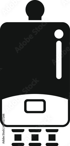 Vector illustration of an ondemand water heater symbol in black and white photo