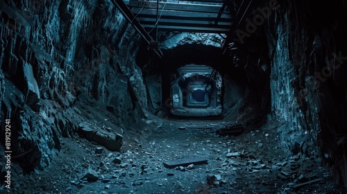 Interior of former coal mine site photo