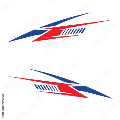 Design of vehicle body wrap stickers with racing geometric stripes