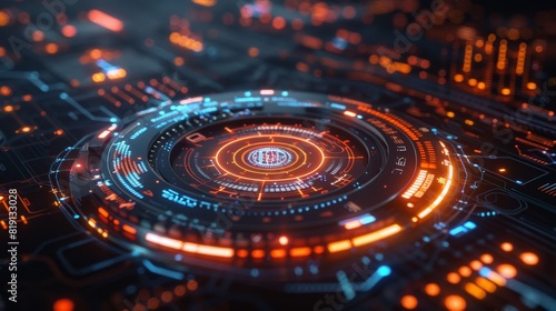 Wallpaper Mural Blue background with glowing circles rippling like water droplets Torontodigital.ca