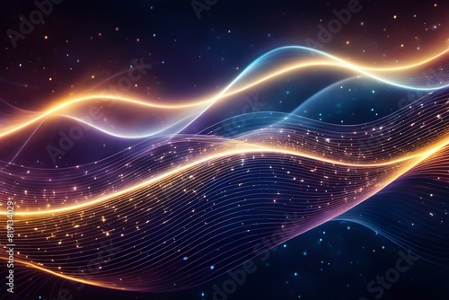 Curve representing technology and data wave form background, with glowing edges surrounded
