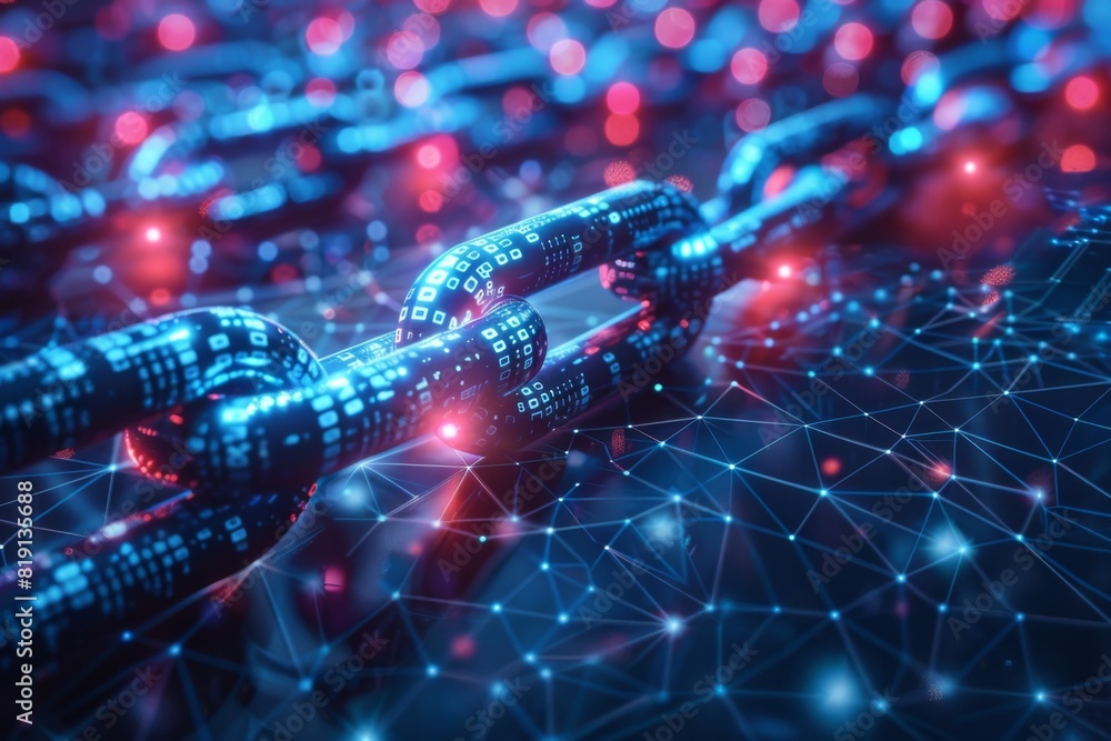 Blockchain technology illustration created with generative ai Blockchain technology illustration created with generative ai