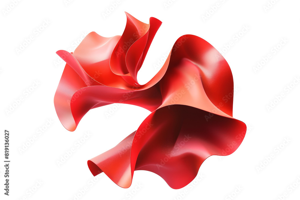 Fototapeta premium Abstract red ribbon shape, digital illustration featuring flowing curves and vibrant colors perfect for modern design projects.
