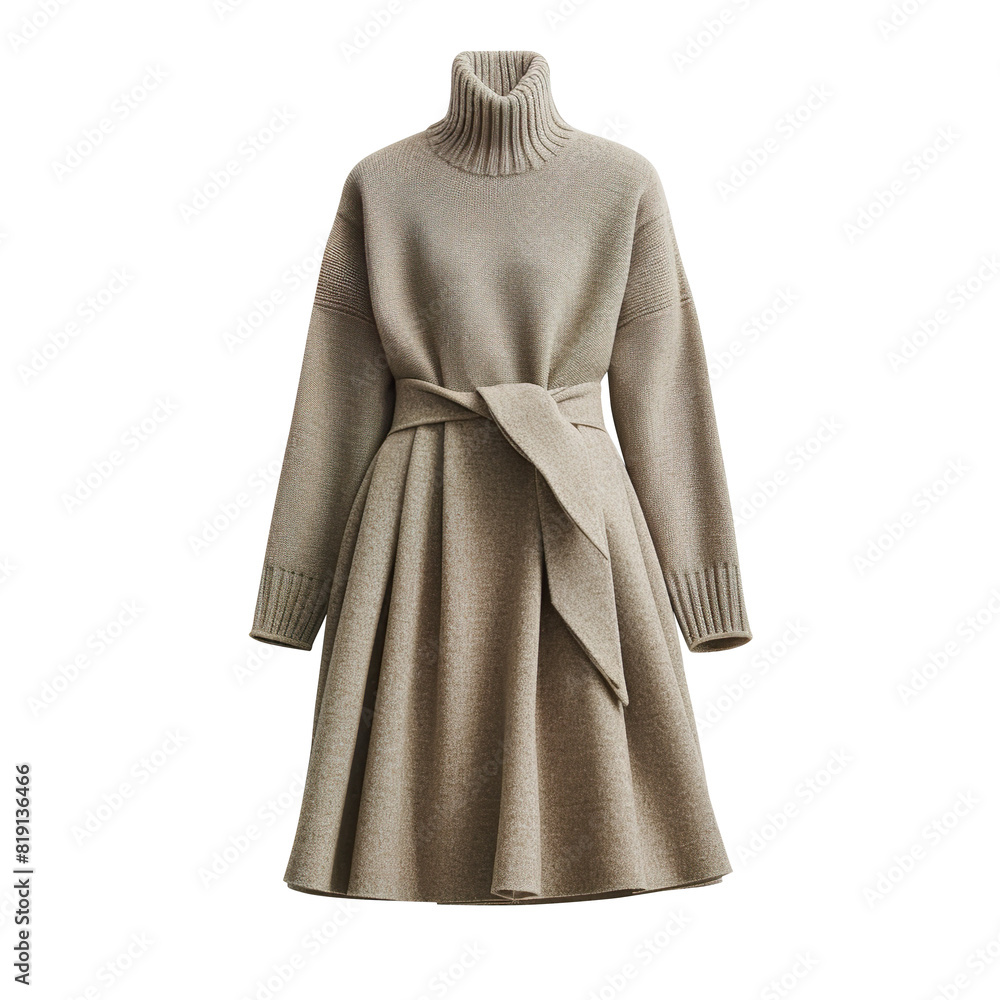 Wool Wrap Skirt and Turtleneck Sweater Set isolated on a transparent background Wool Wrap Skirt and Turtleneck Sweater Set isolated on a transparent background