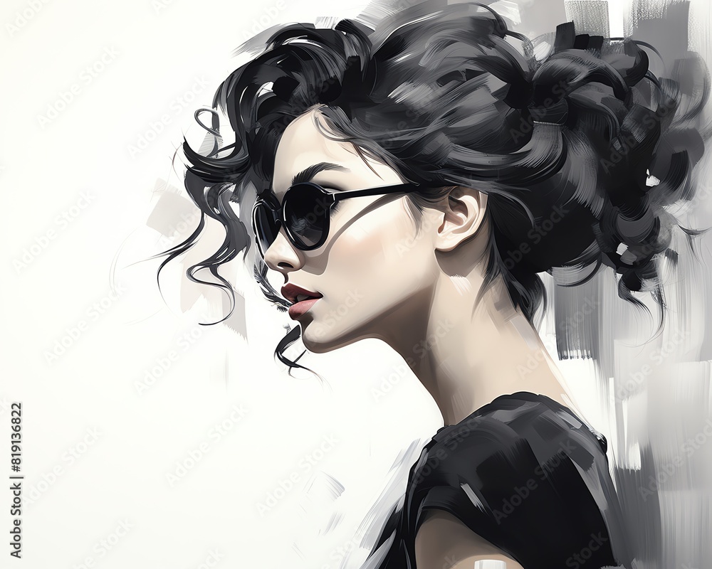 Fototapeta premium behind celebrity flat design side view photoshoot watercolor black and white