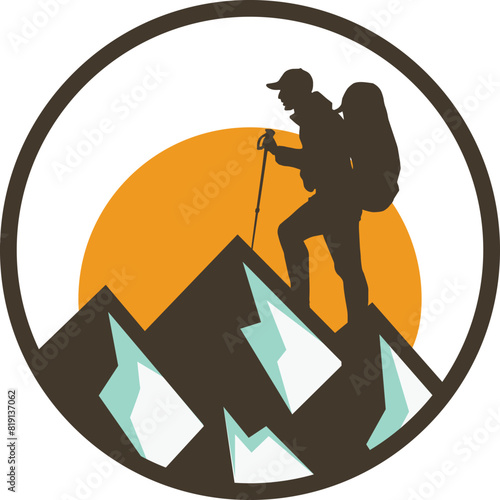 adventure hill climbing vector logo design for t shirt clipart