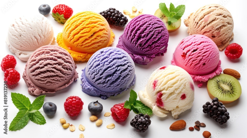 Several scoops of ice cream Several scoops of ice cream