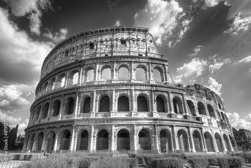 Humanity Heritage Day  Colosseum  ancient roman empire Black white picture Ancient architecture  wonders of the world  national landmark  culture  architecture