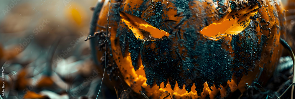 Obraz premium A close-up of a beautifully crafted pumpkin costume, showcasing the vibrant colors and textures