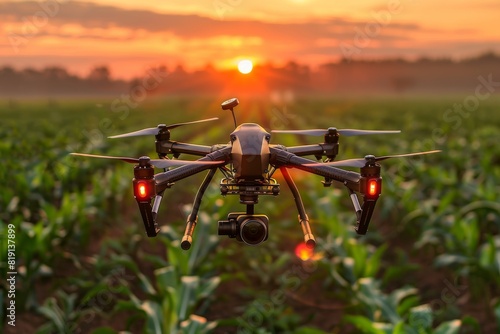 Farming farm industry field survey efficient process with automated camera drone tech agriculture productivity and efficient farm management.