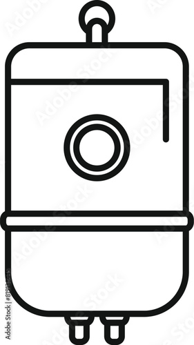 Black and white vector illustration of a modern, wallmounted water heater, suitable for icons and diagrams