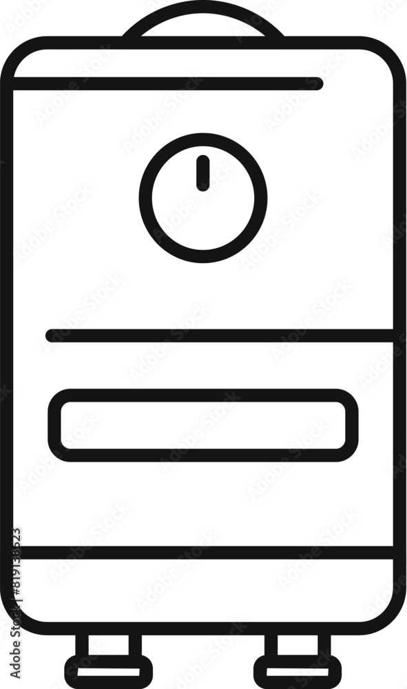 Black and white line art vector icon illustration of a contemporary electric water heater Black and white line art vector icon illustration of a contemporary electric water heater