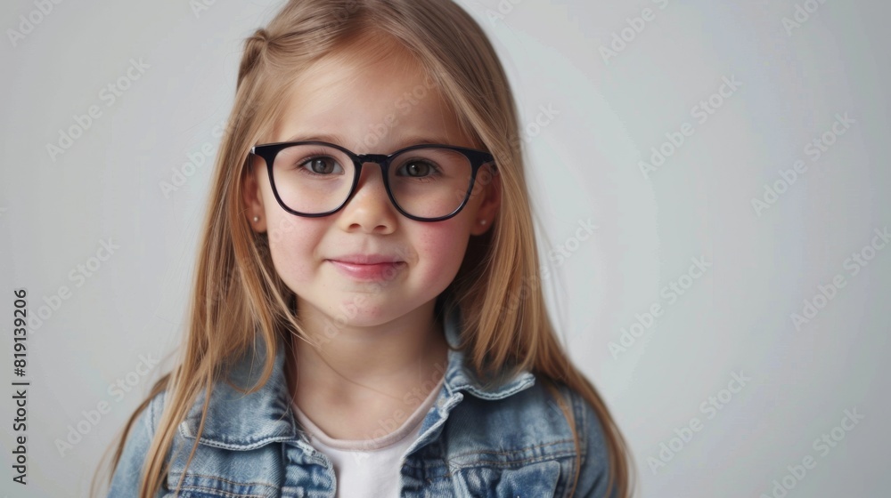 Fototapeta premium A Smiling Girl Wearing Glasses