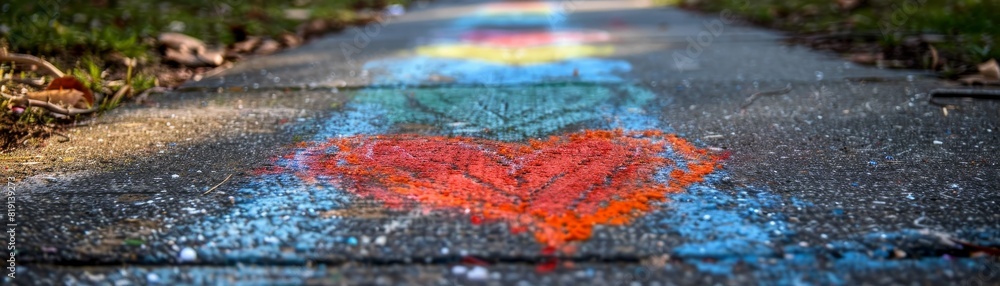 A sidewalk with a heart drawn on it A sidewalk with a heart drawn on it