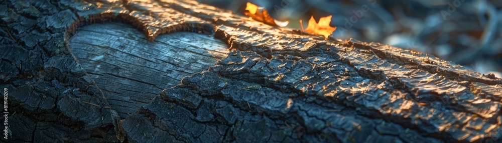 A log with a heart carved into it A log with a heart carved into it