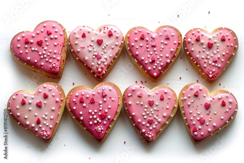 Cookies in the form of a heart with sprinkles on top. Generative Ai