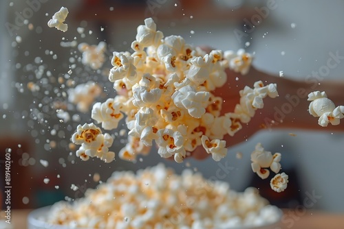 Delicious popcorn cutout in flight. Generative Ai