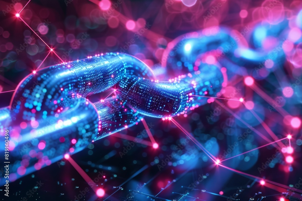 Blockchain technology illustration created with generative ai Blockchain technology illustration created with generative ai