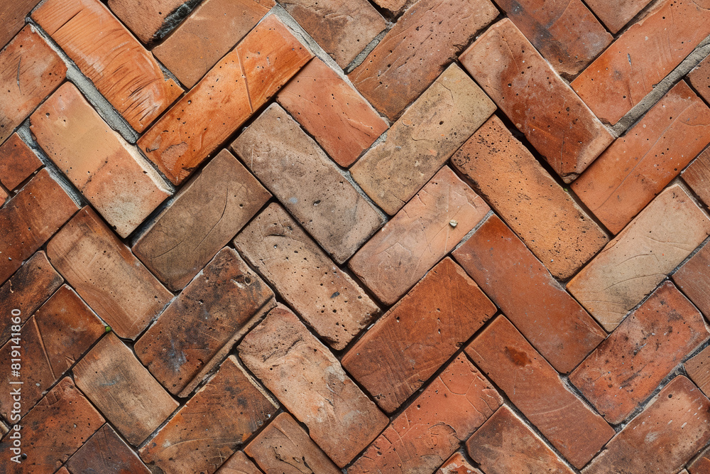 Terracotta Herringbone Pattern, Close-Up Texture Background Terracotta Herringbone Pattern, Close-Up Texture Background