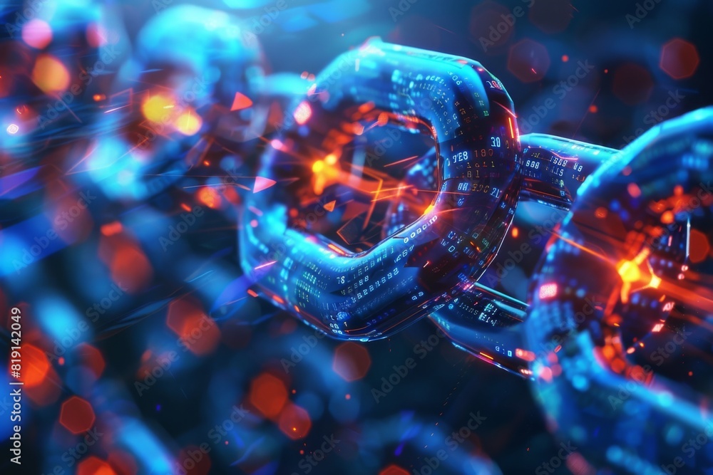Blockchain technology illustration created with generative ai Blockchain technology illustration created with generative ai