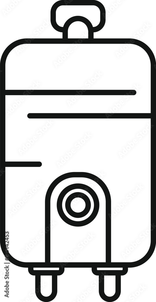Black and white vector illustration of a modern travel suitcase in line art style Black and white vector illustration of a modern travel suitcase in line art style