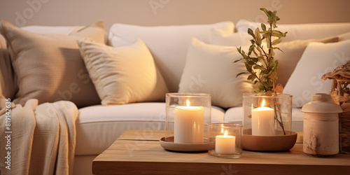 Living room with sofa and bench.