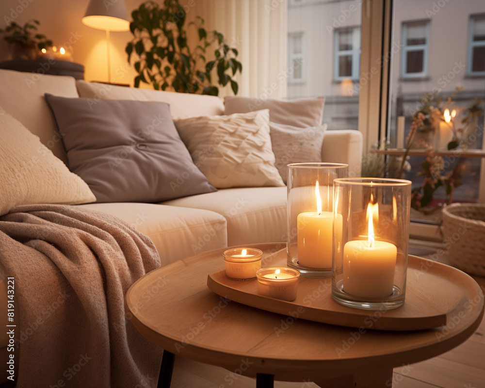 Living room with sofa and bench. Living room with sofa and bench.