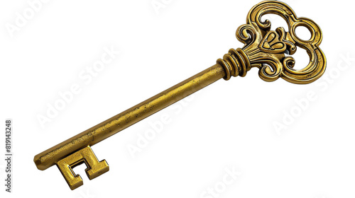 Antique Gold Key with Ornate Design photo