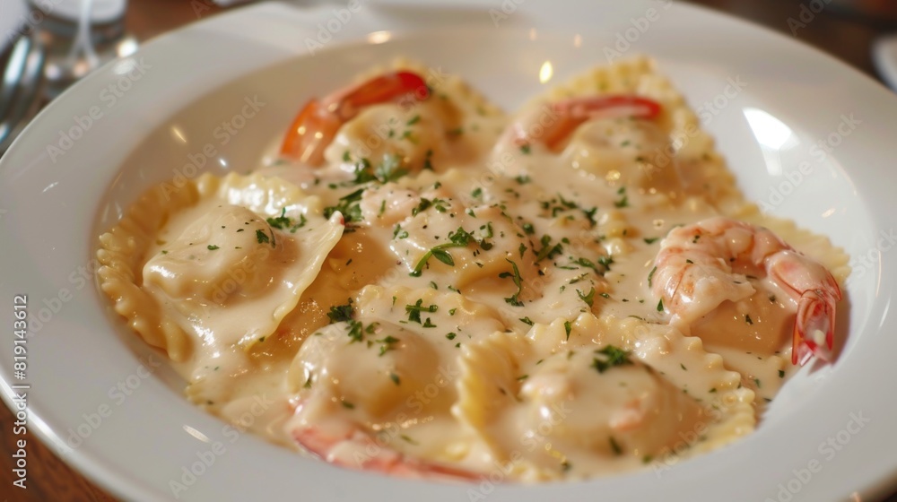 Lobster ravioli pasta with creamy sauce Lobster ravioli pasta with creamy sauce