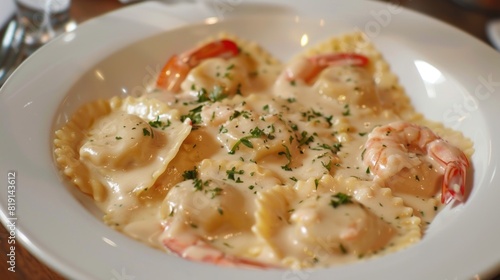  Lobster ravioli pasta with creamy sauce