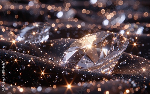 Detailed view of diamond on dark background