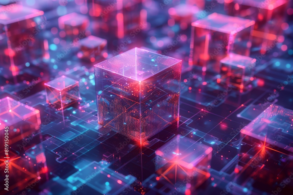 Blockchain technology illustration created with generative ai Blockchain technology illustration created with generative ai