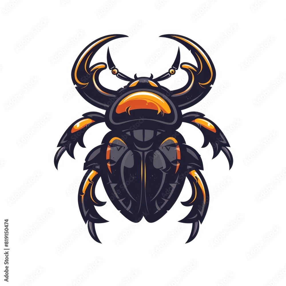 Mascot logo Scarab beetle white background Mascot logo Scarab beetle white background