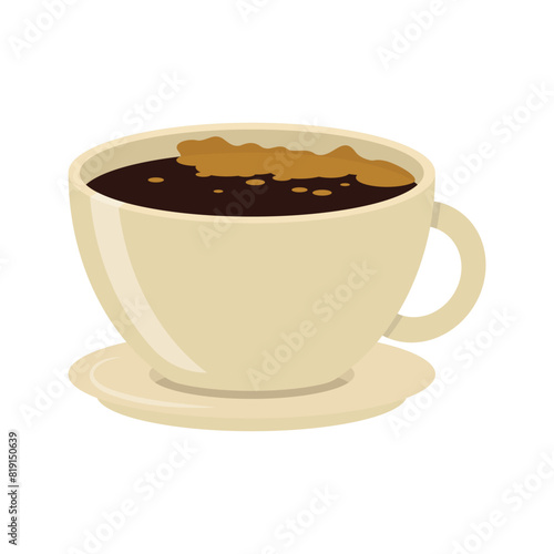 Hot and cold coffee beverage. Different types of drinks set. Espresso, americano cup, cappuccino and latte in paper mug, iced macchiato in glass. Flat