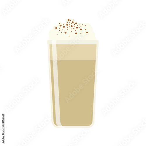 Hot and cold coffee beverage. Different types of drinks set. Espresso, americano cup, cappuccino and latte in paper mug, iced macchiato in glass. Flat