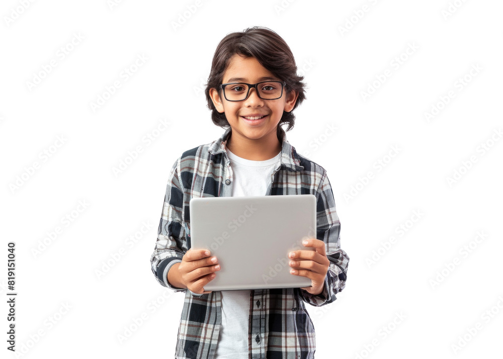 Smiling Kid with Tablet