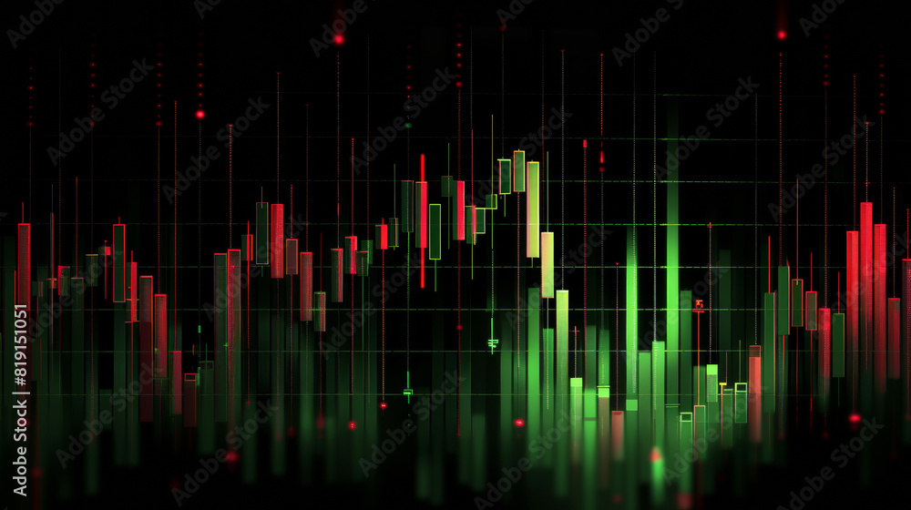 Infographic stock chart, green and red bars in a candlestick chart