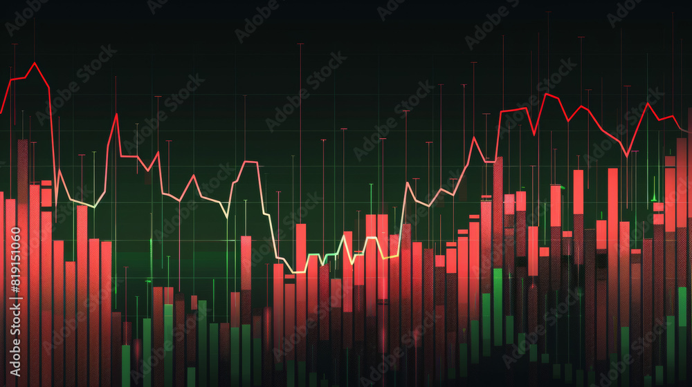 Infographic stock chart, green and red bars in a candlestick chart
