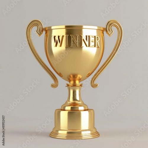 3d golden trophy with the word WINNER