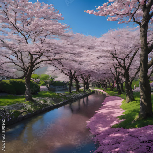 Spring with pink cherry blossoms  ai-generatet